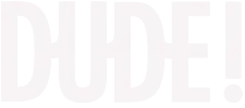 dude logo blanc